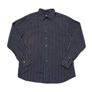Y2K Vintage Gap Men’s Shirt Long Sleeved Brown Blue Striped XL Button Down